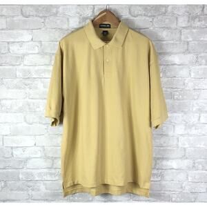 Vintage Jonathan Corey Yellow Mens Golf Polo Shirt XXL Made in USA 100% Cotton
